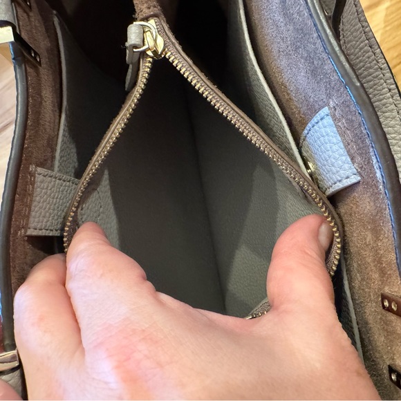 LOW START Kate Spade Gwyn Pershing Street Satchel Grey Pebble Leather $359 - Picture 14 of 15